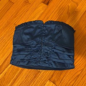 Isabelle’s Cabinet Blue Satin Strapless Corset Top Sz M